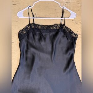 Abercrombie & Fitch Black Satin Lace Slip Dress Garter Lingerie Y2K